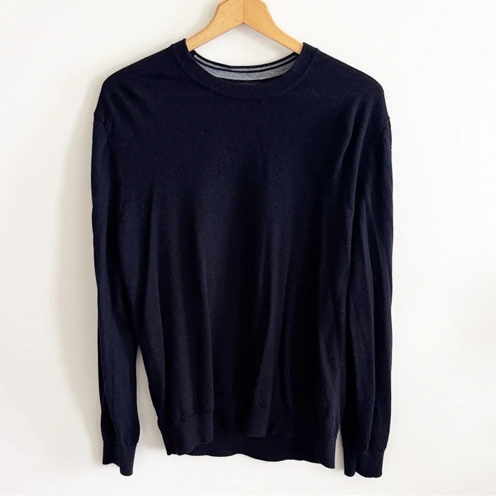 Banana republic black merino wool long sleeve crewneck sweater size XL